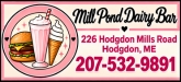 Mill Pond Dairy Bar Sponsorship Banner